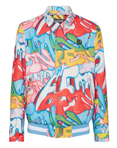 Philipp Plein Collared Bomber Bombing Graffiti In Multi