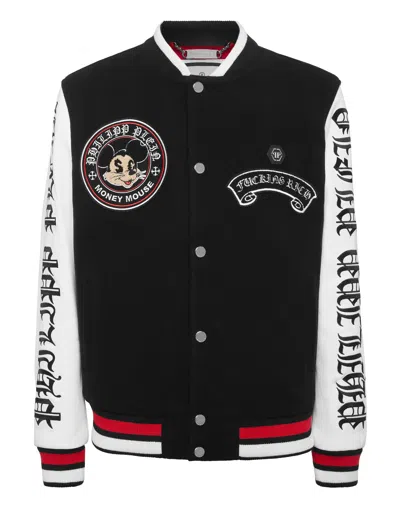 Philipp Plein College Bomber Jacket Ls Money Mouse In ブラック