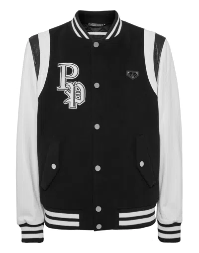 Philipp Plein College Bomber Jacket Patches In Black