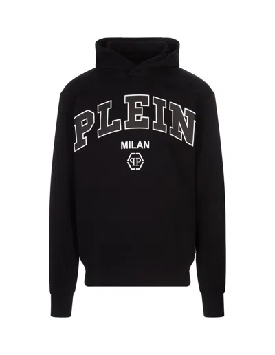 Philipp Plein College Hoodie Sweatshirt In Black