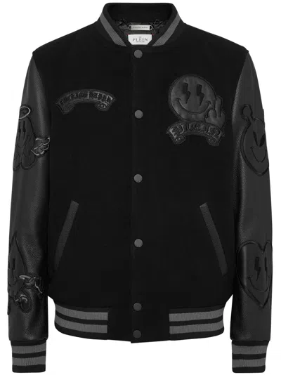 Philipp Plein College Varsity Jacket In Black