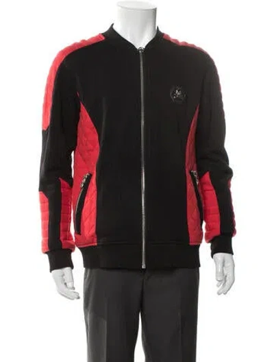 Pre-owned Philipp Plein Colorblock Pattern Bomber Jacket In Black