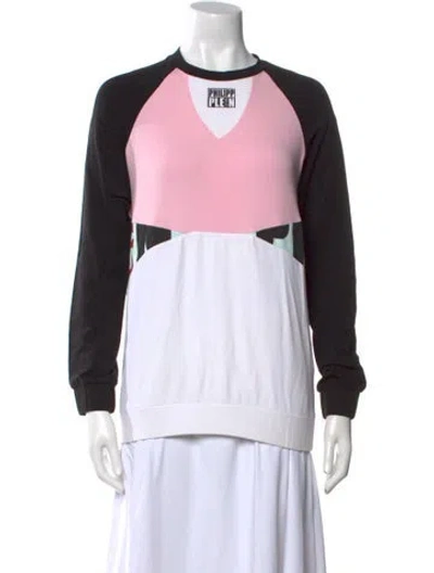 Pre-owned Philipp Plein Colorblock Pattern Crew Neck Sweatshirt In Pink