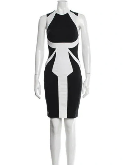 Pre-owned Philipp Plein Colorblock Pattern Mini Dress In Black