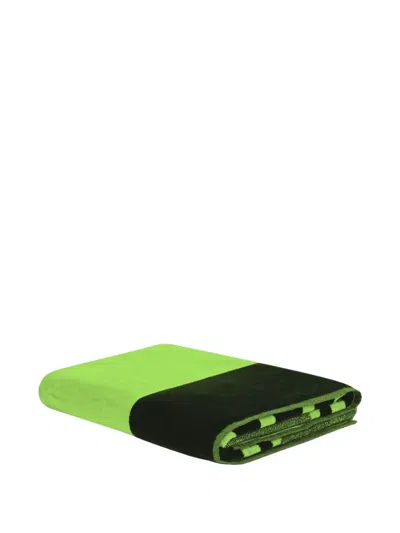 Philipp Plein Colour-block Beach Towel In Green