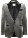 Philipp Plein Contrast-lapel Velvet Blazer In Grey