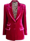 Philipp Plein Contrasting-trim Velvet Blazer In Pink