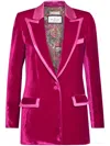 Philipp Plein Contrasting-trim Velvet Blazer In Pink