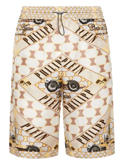 Philipp Plein Cool Kid Cut Printed Silk Shorts In Multi