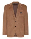Philipp Plein Single-breasted Corduroy Blazer In Beige