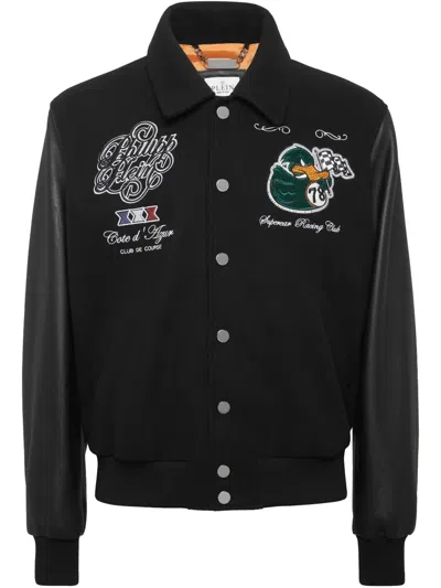 Philipp Plein Coster College Pp Ducks Bomber Jacket In Black
