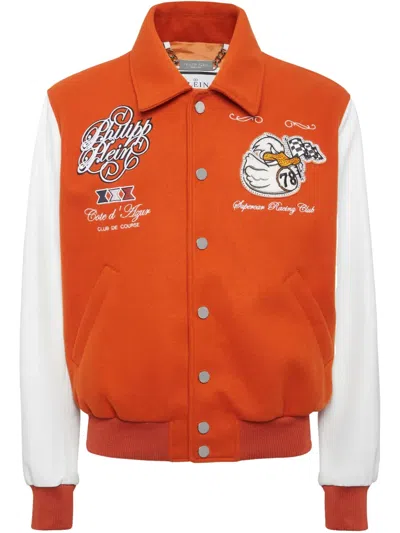 Philipp Plein Coster College Pp Ducks Bomber Jacket In Orange