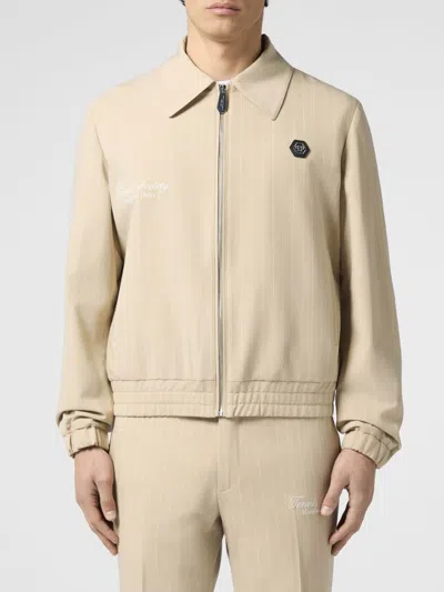 Philipp Plein Coster Tennis Society Jacket In Neutral