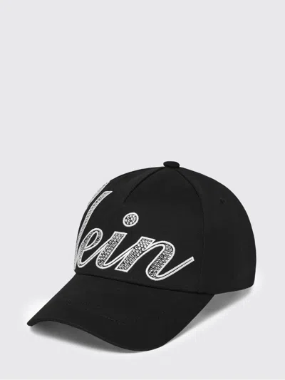 Philipp Plein Cotton Baseball Cap With Front Logo And Rhinestone Detail In Black