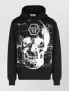 Philipp Plein Cotton Blend Hooded Sweatshirt With Graphic Print In Black