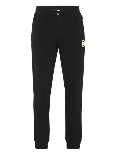 Philipp Plein Tailored Fit Trousers In Black Cotton-elastan Blend