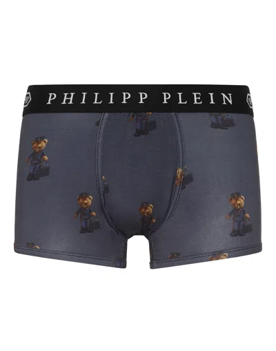 Philipp Plein Cotton Boxers Teddy All-over In Gray