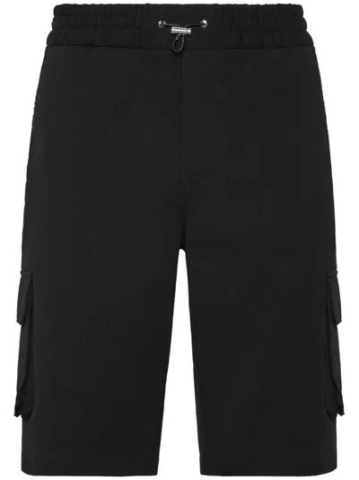 Philipp Plein Drawstring Cargo Shorts In Black