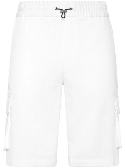 Philipp Plein Cotton Cargo Shorts In White