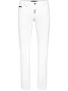 Philipp Plein Denim Trousers Straight Cut Supreme Iconic Plein In White
