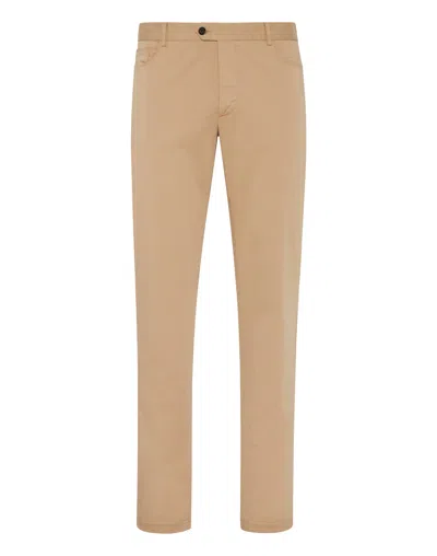 Philipp Plein Cotton Long Trousers Chinos Fit Iconic Plein In Beige