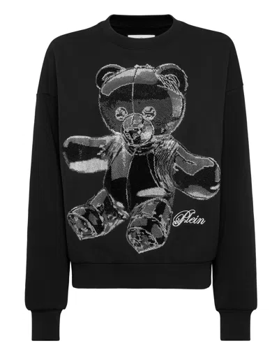 Philipp Plein Cotton New Port Beach Fit Sweatshirt Teddy Crystal In Black