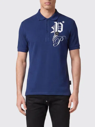 Philipp Plein Cotton Polo Shirt With Monogram Logo And Three-button Placket In Black