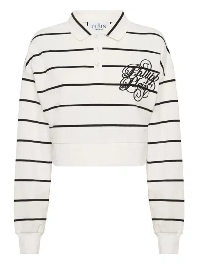 Philipp Plein Cotton Polo Top In White