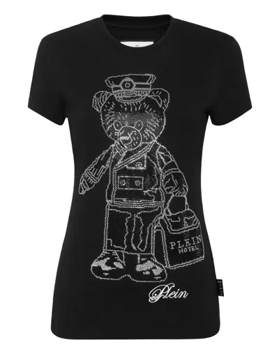 Philipp Plein Cotton Sexy Pure Fit T-shirt Teddy Doorman Crystal In Multi