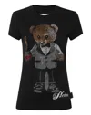 Philipp Plein Cotton Sexy Pure Fit T-shirt Teddy Waiter Crystal In Black