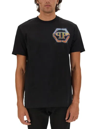 Philipp Plein Cotton T-shirt With Iconic Logo Design In Black