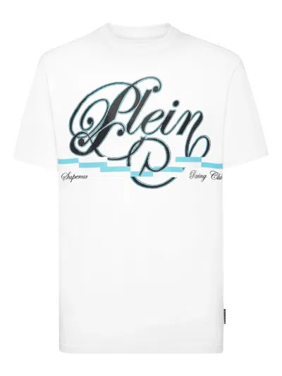 Philipp Plein Coursive Border T-shirt In White