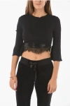 Philipp Plein Couture Lace Detail Cause You Don't Think Crop Top