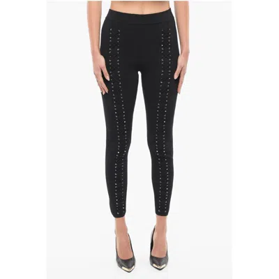 Philipp Plein Couture Lace-up Detail String Leggings In Black