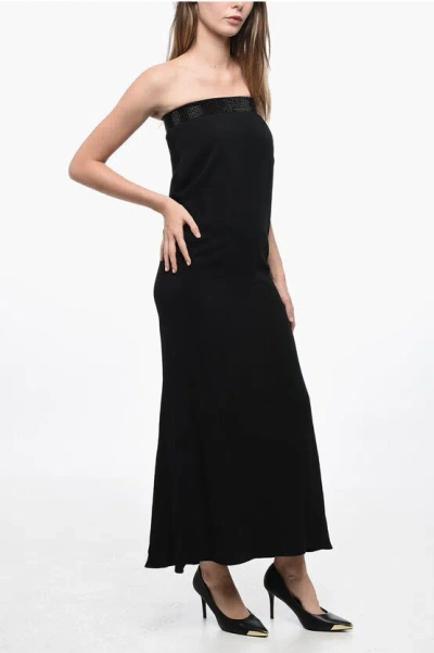 Philipp Plein Couture Shift Strapless Dress With Crystals In Black
