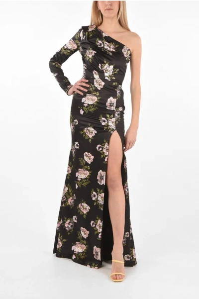 Philipp Plein Couture Side Split Magical Swing One-shoulder Dress In Neutral