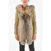 Philipp Plein Couture Studded Fox Fur Edged Amazing Fur Parka In Multi