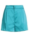 Philipp Plein Couture Woman Shorts & Bermuda Shorts Turquoise Size L Polyester, Elastane In Blue