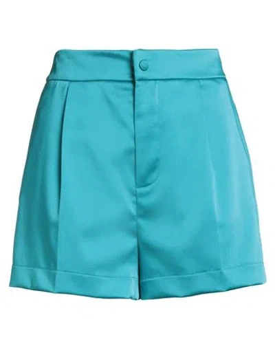 Philipp Plein Couture Woman Shorts & Bermuda Shorts Turquoise Size L Polyester, Elastane In Blue