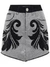 Philipp Plein Cowboy Crystal-embellished Denim Miniskirt In Black