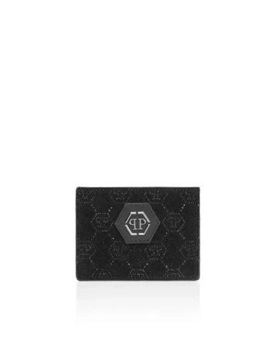 Philipp Plein Credit Cards Holder Monogram Men In Black/black