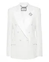 Philipp Plein Crepe And Satin Double-breasted Blazer Dame In White