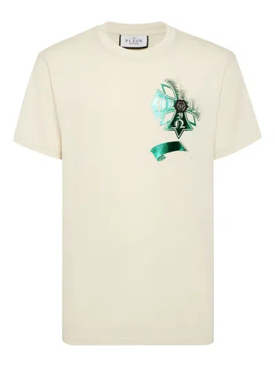 Philipp Plein Crest-embellished Round Neck T-shirt In Neutral