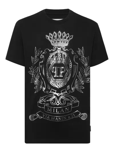 Philipp Plein Crest-embellished T-shirt In Black