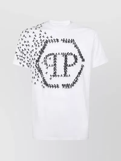 Philipp Plein Crew Neck Graphic Print Regular Fit T-shirts In White