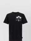 Philipp Plein Crewneck T-shirt With Front Print And Logo Patch In Multi