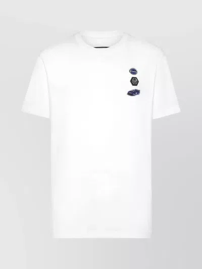 Philipp Plein Crew Neck Graphic Print Short Sleeves T-shirts In White