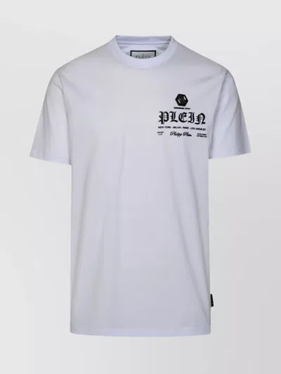 Philipp Plein Crew Neck Logo Print T-shirt In Blue