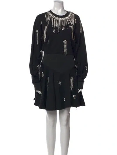 Pre-owned Philipp Plein Crew Neck Mini Dress In Black