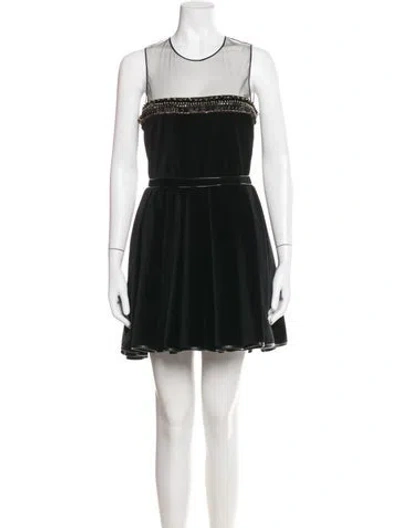 Pre-owned Philipp Plein Crew Neck Mini Dress In Black